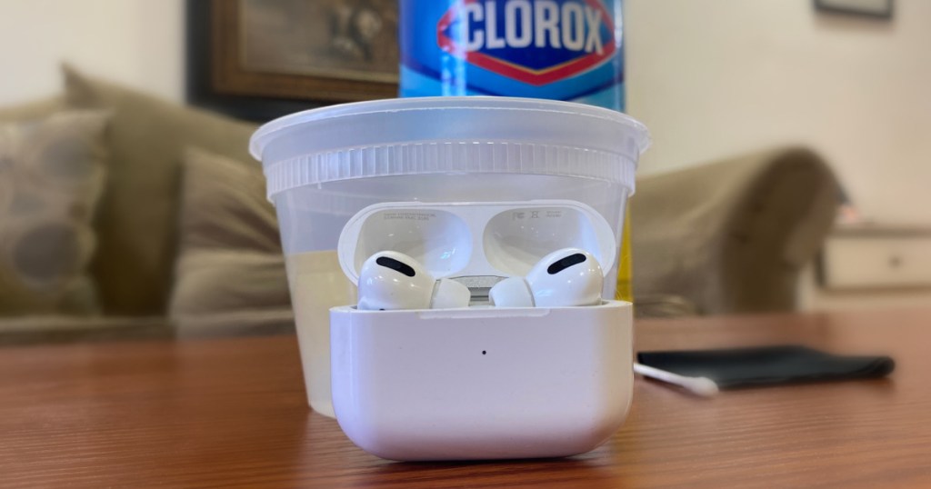 airpods pro with cleaning supplies