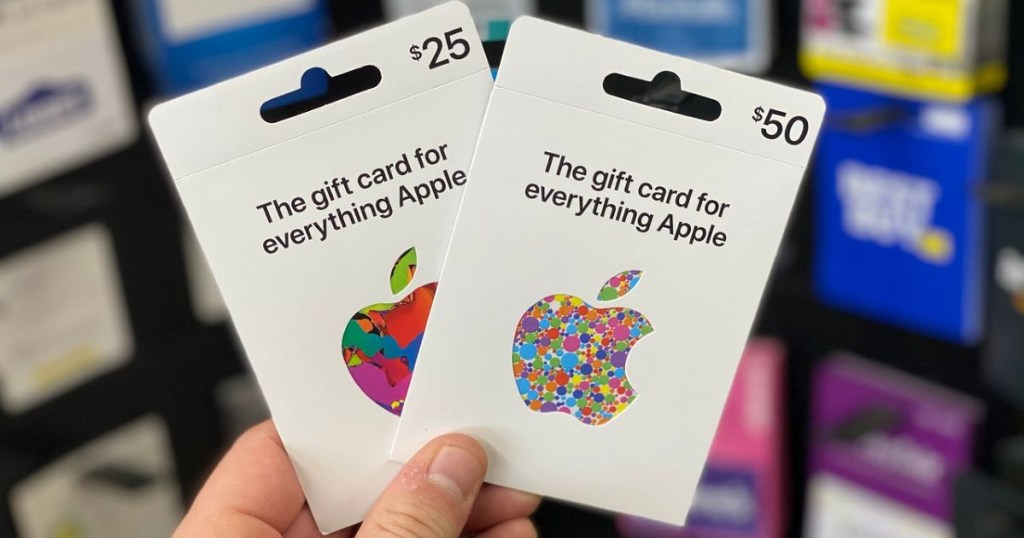 apple gift cards in hand in store