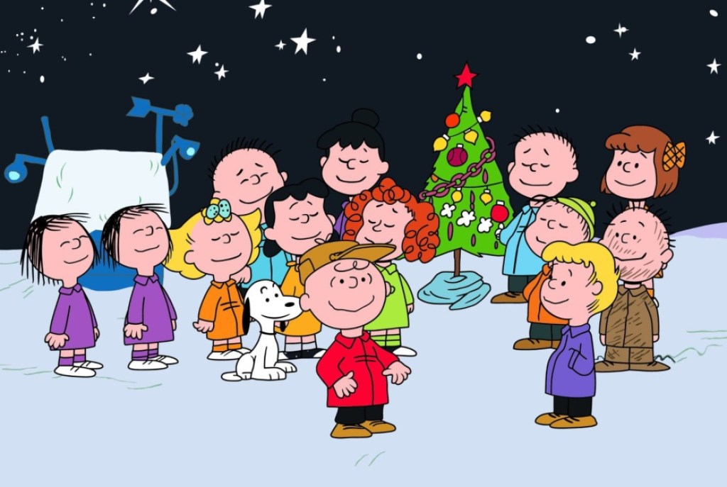 Snoopy and Charlie Brown with Christmas tree