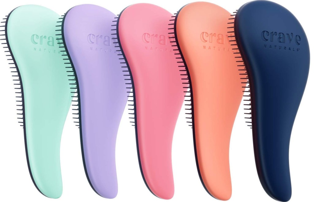 various colored Crave hair brushes