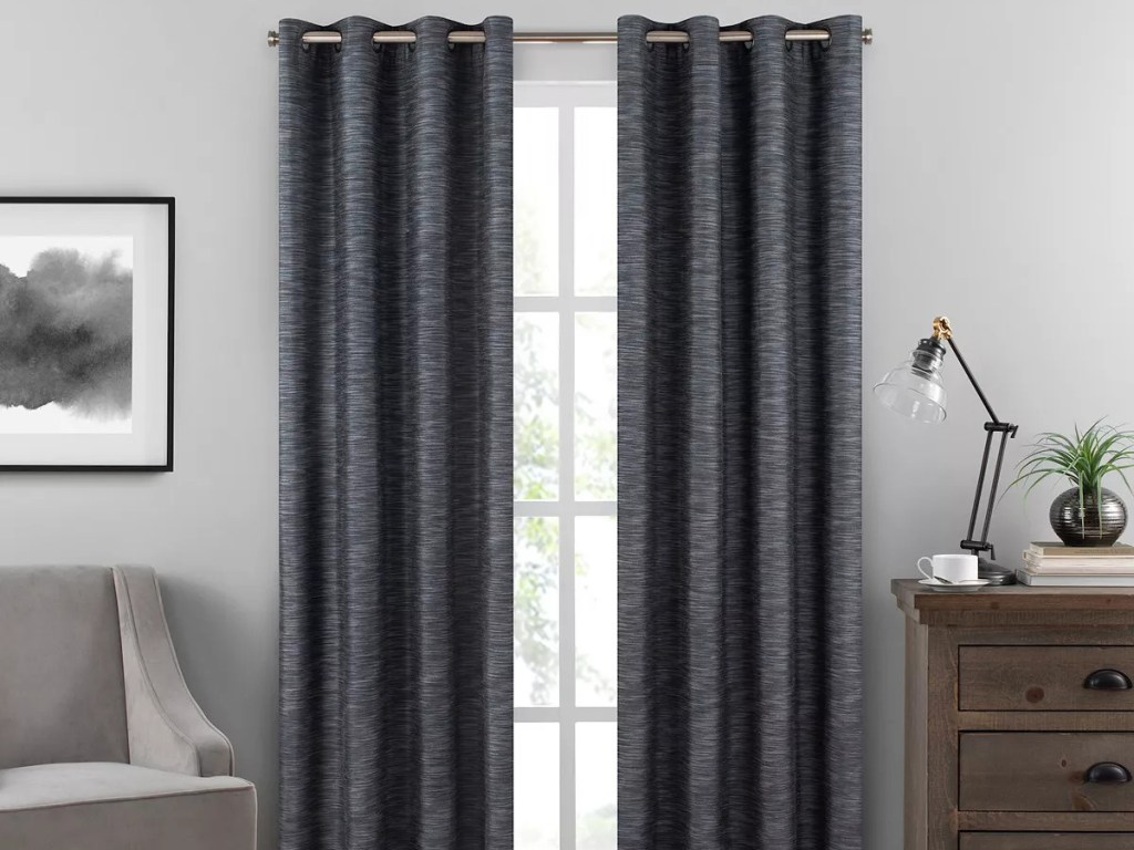 gray curtains in living room