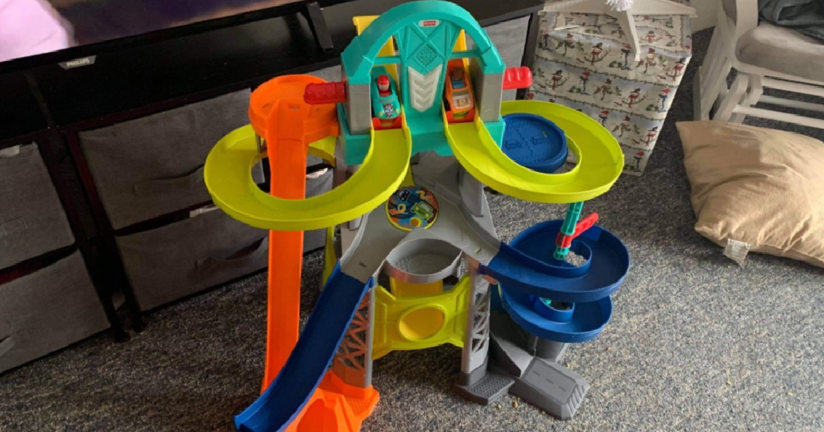 plastic loop raceway kids toy on the floor