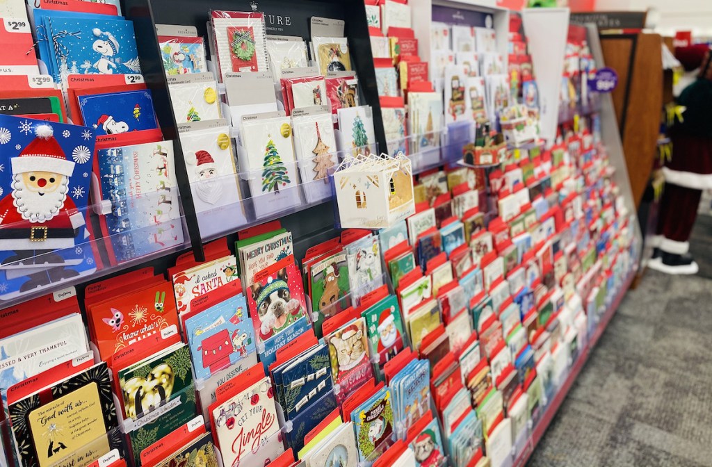 aisle of christmas cards at store