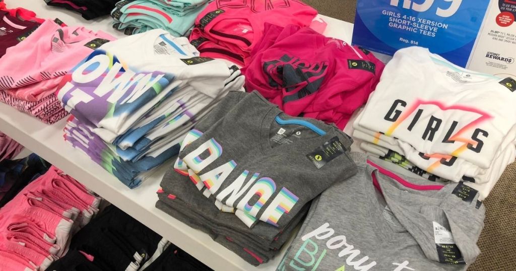 jcpenney tees on display in store