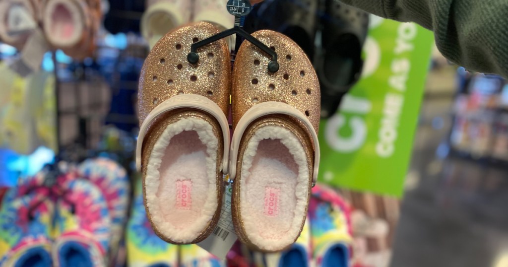 kids glitter crocs in store