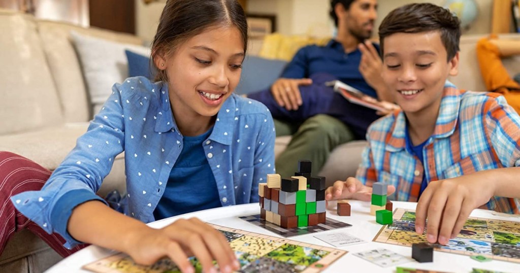 kids playing minecraft board game