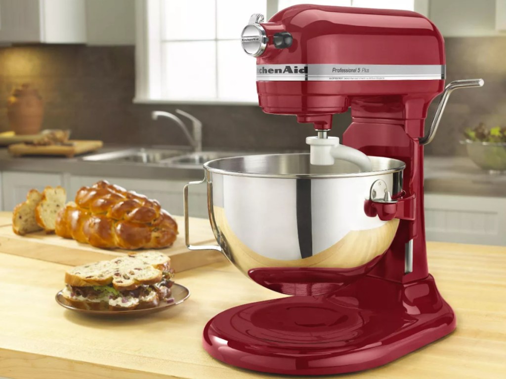 red kitchen aid stand mixer