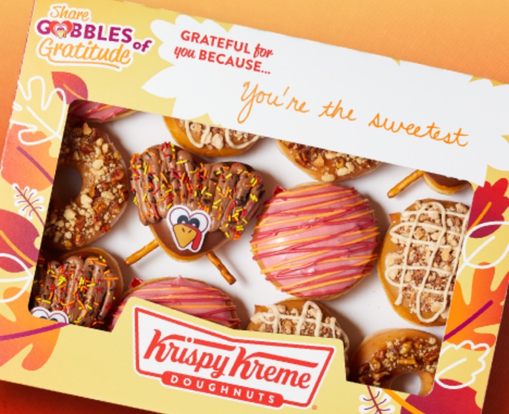 Thanksgiving doughnuts in a "gratitude box" from Krispy Kreme