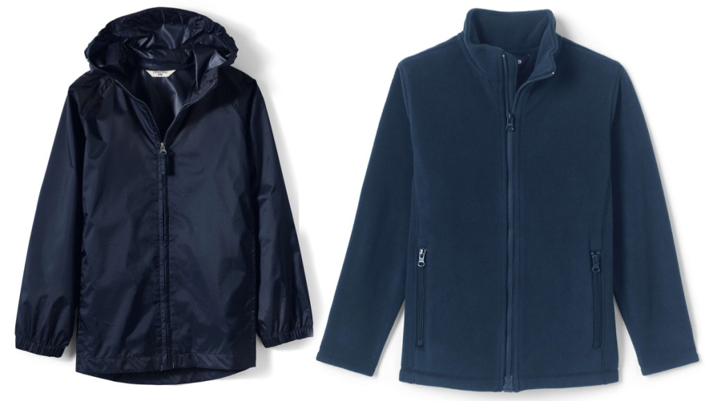 two navy blue kids jackets