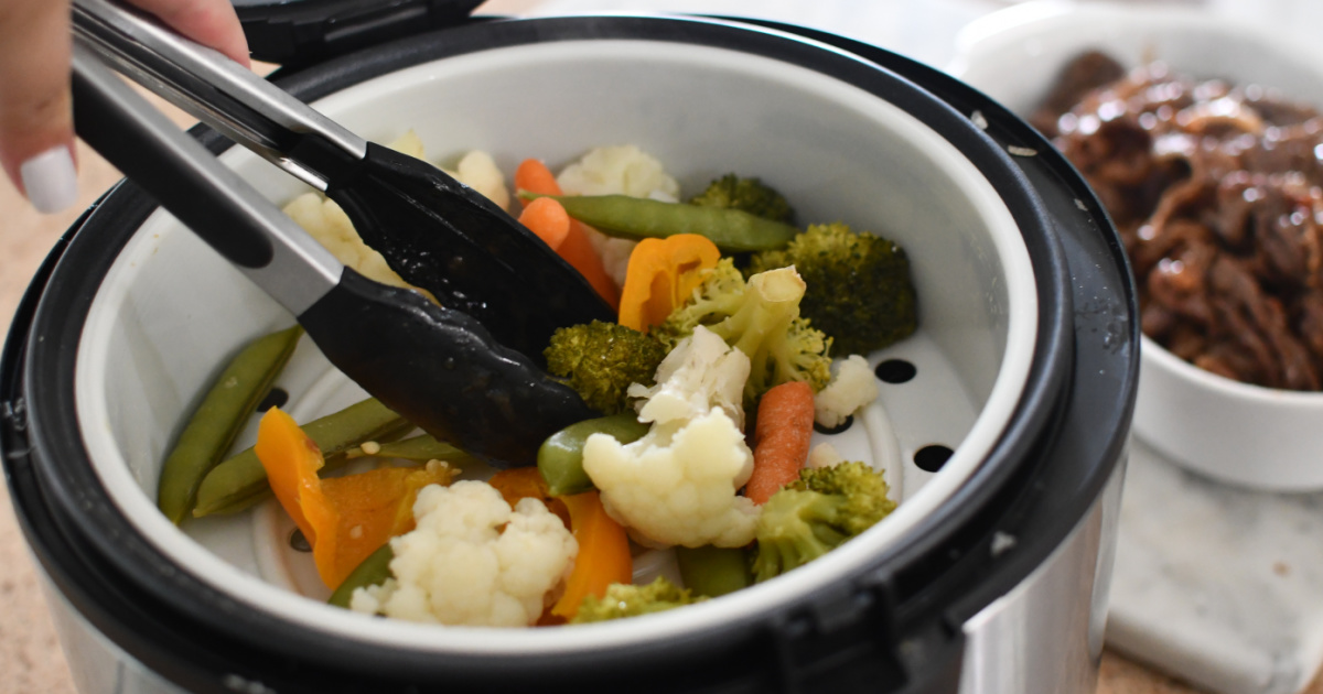 making steamed veggies in the best rice cooker