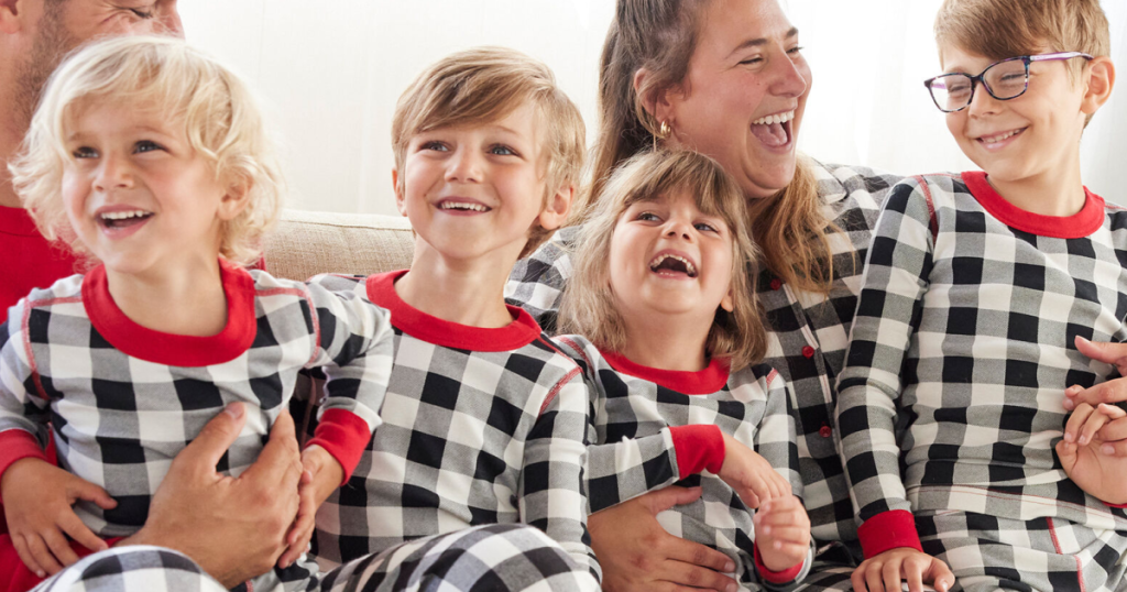 matching family Christmas plaid jammies 
