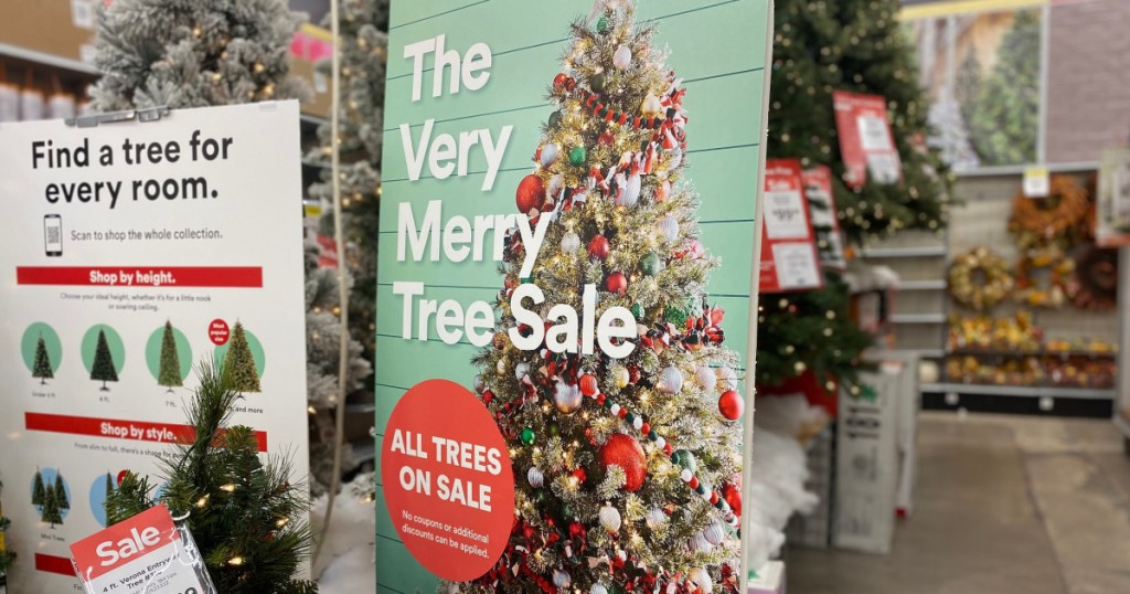 michaels tree sale sign in store