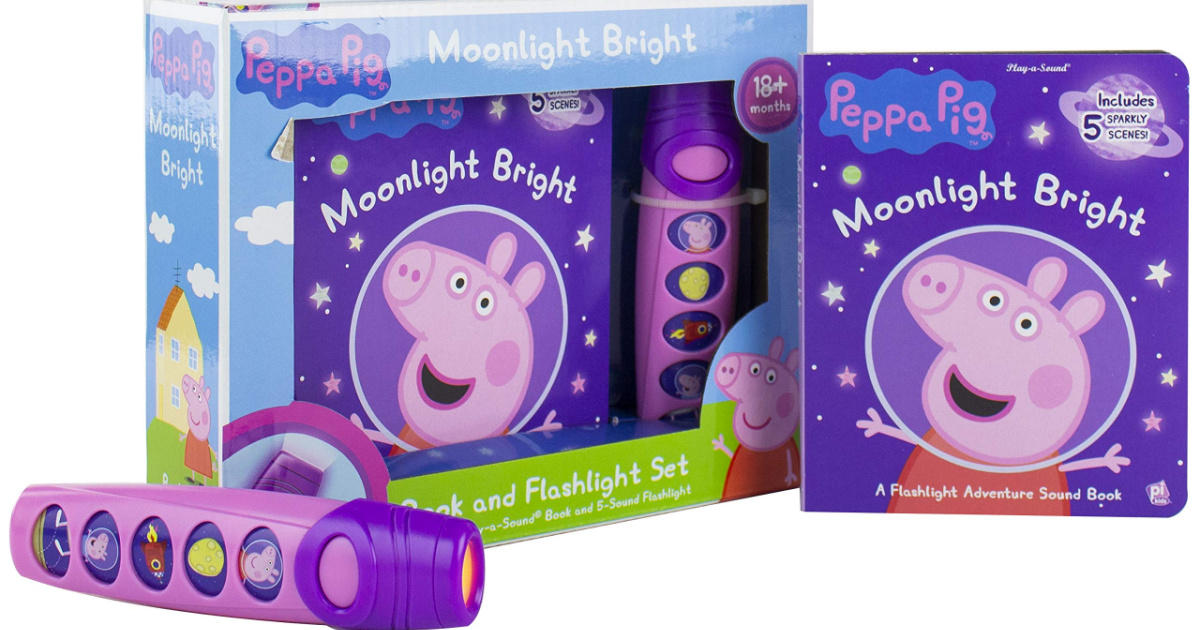 stock image of peppa pig book and flashlight set