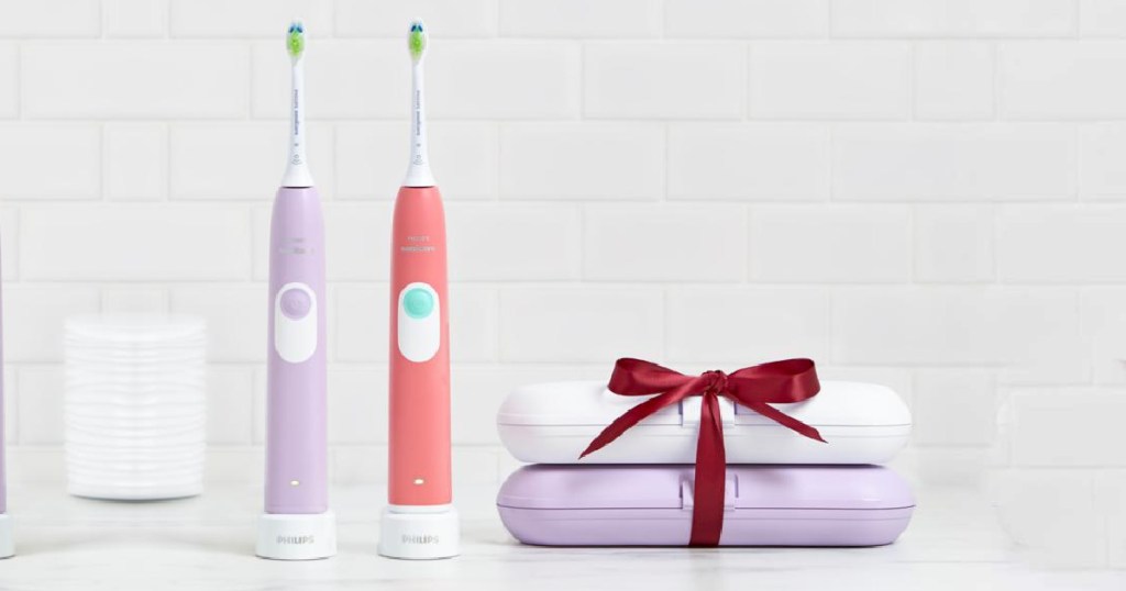 purple and pink phillips toothbrush 2 pack