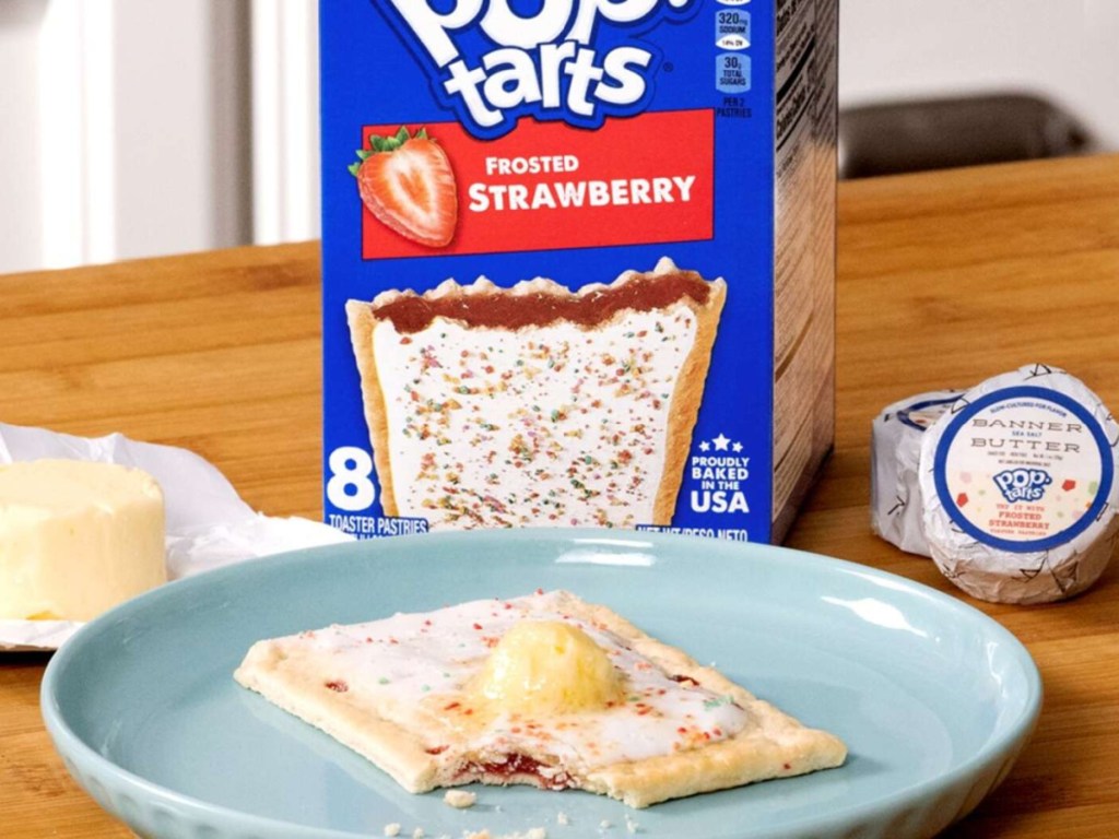 pop-tart o a plate with butter on top