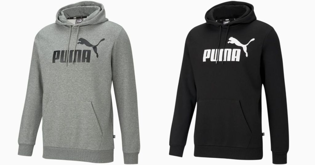 gray and black and white and black PUMA adult hoodies