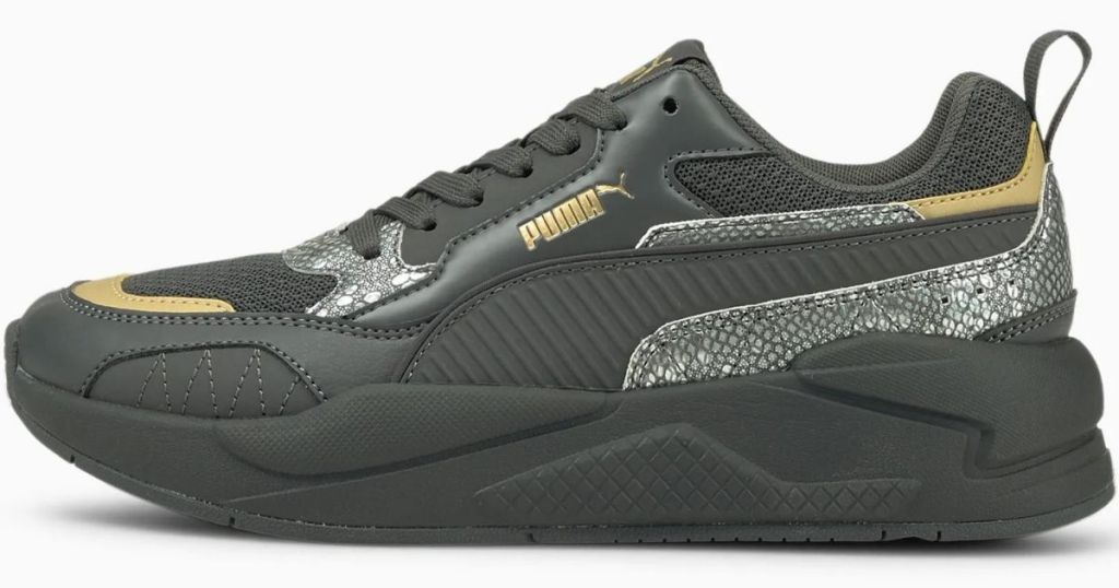 PUMA Gray and yellow and silver shoes