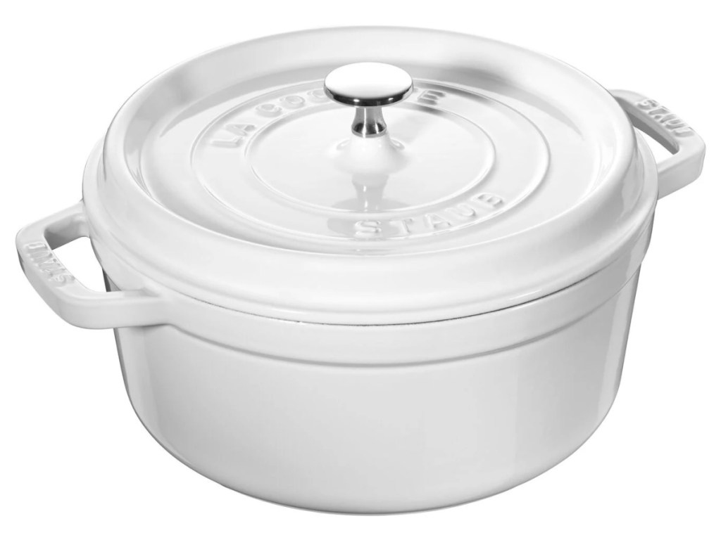 4 QT Round Cocotte White - Visual Imperfections