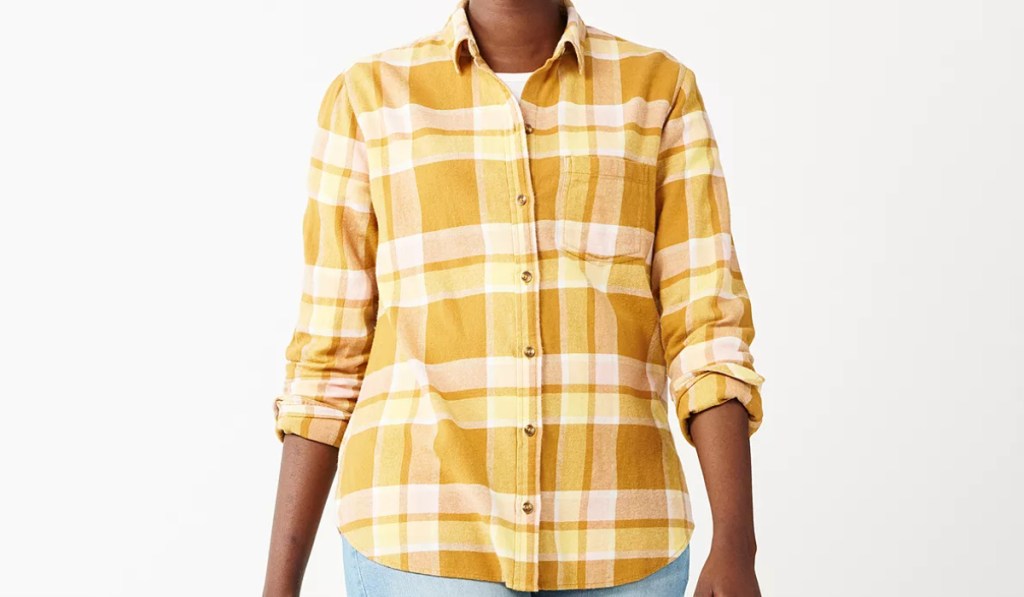 sonoma goods yellow plaid shirt
