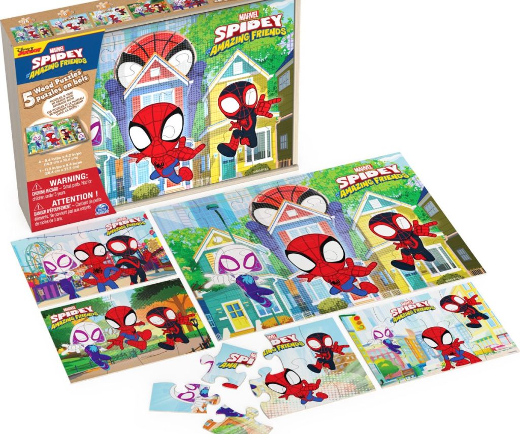 Spidey and Friends 5-Pack of Wood Jigsaw Puzzles