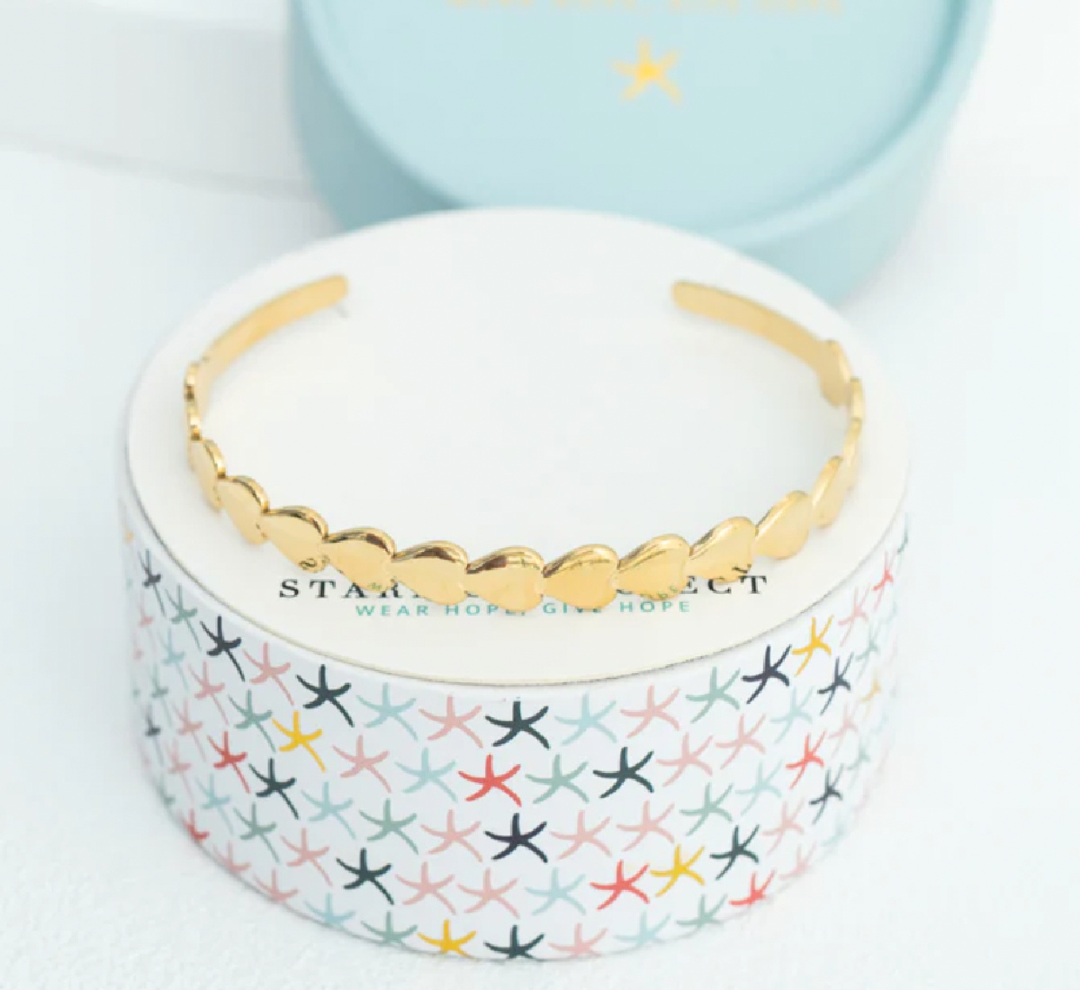 heart cuff bracelet on jewelry box