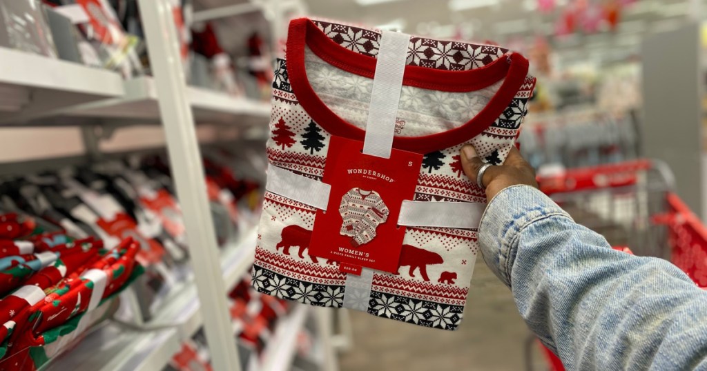 target fair aisle pajamas in hand in store