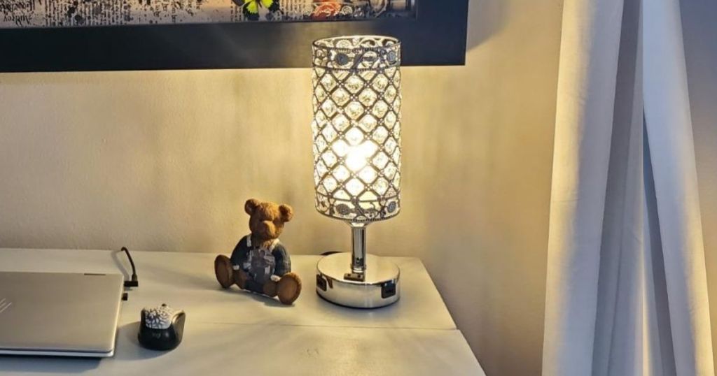 Touch Control Crystal Table Lamp W Usb, Touch Control Crystal Table Lamp With Usb Port