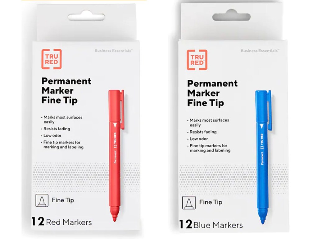 red and blue 12-count markers packs