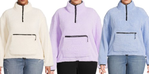 No Boundaries Juniors’ Plus Size Plush Faux Sherpa Pullover Only $8.99 (Regularly $15)