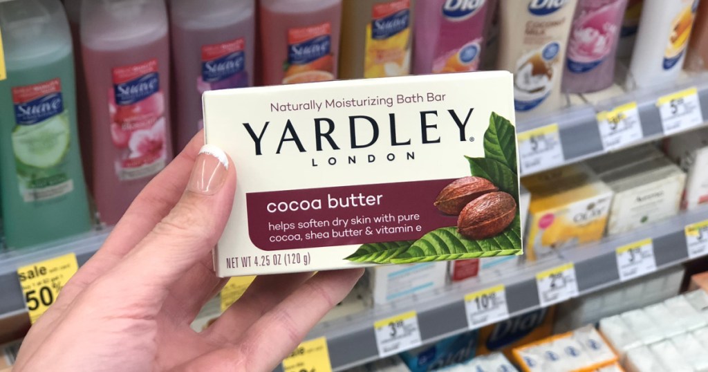 yardley cocoa buttter soap in hand in store