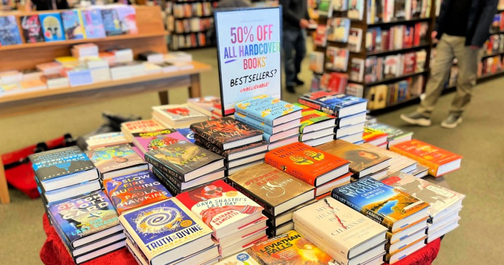 50% off hardcover books at Barnes & noble