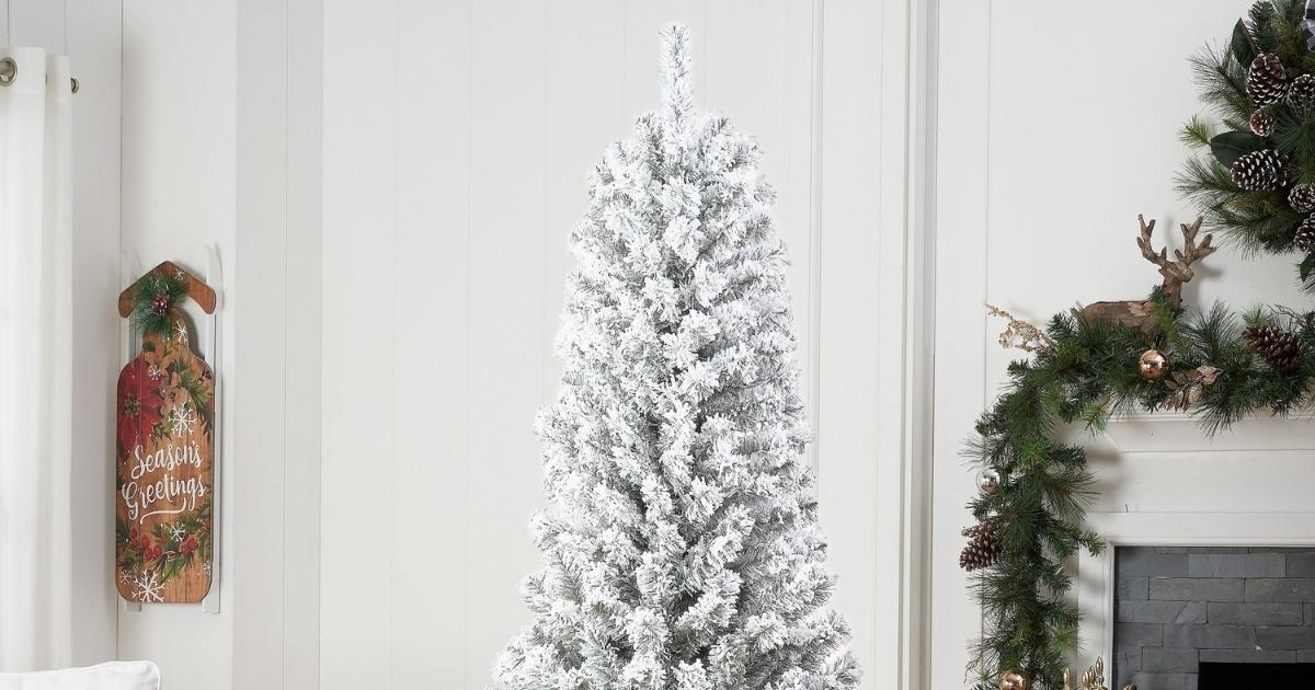6' Holiday Time Un-Lit Snow-Flocked Pine Artificial Christmas Tree