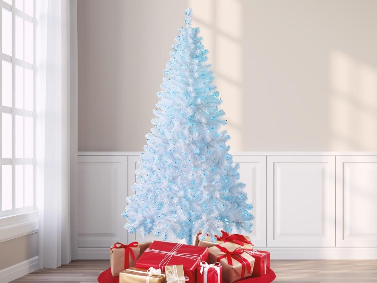 6.5' Holiday Time Pre-Lit White Artificial Christmas Tree
