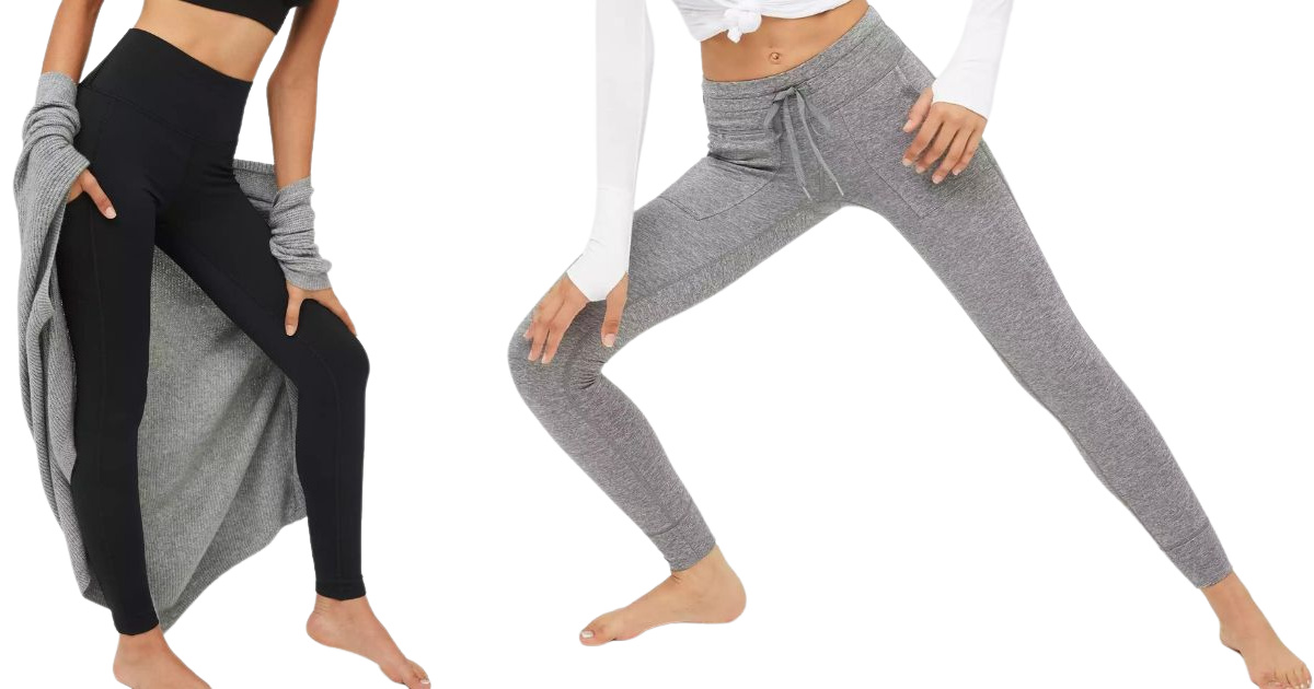 stock images of two women wearing aerie leggings