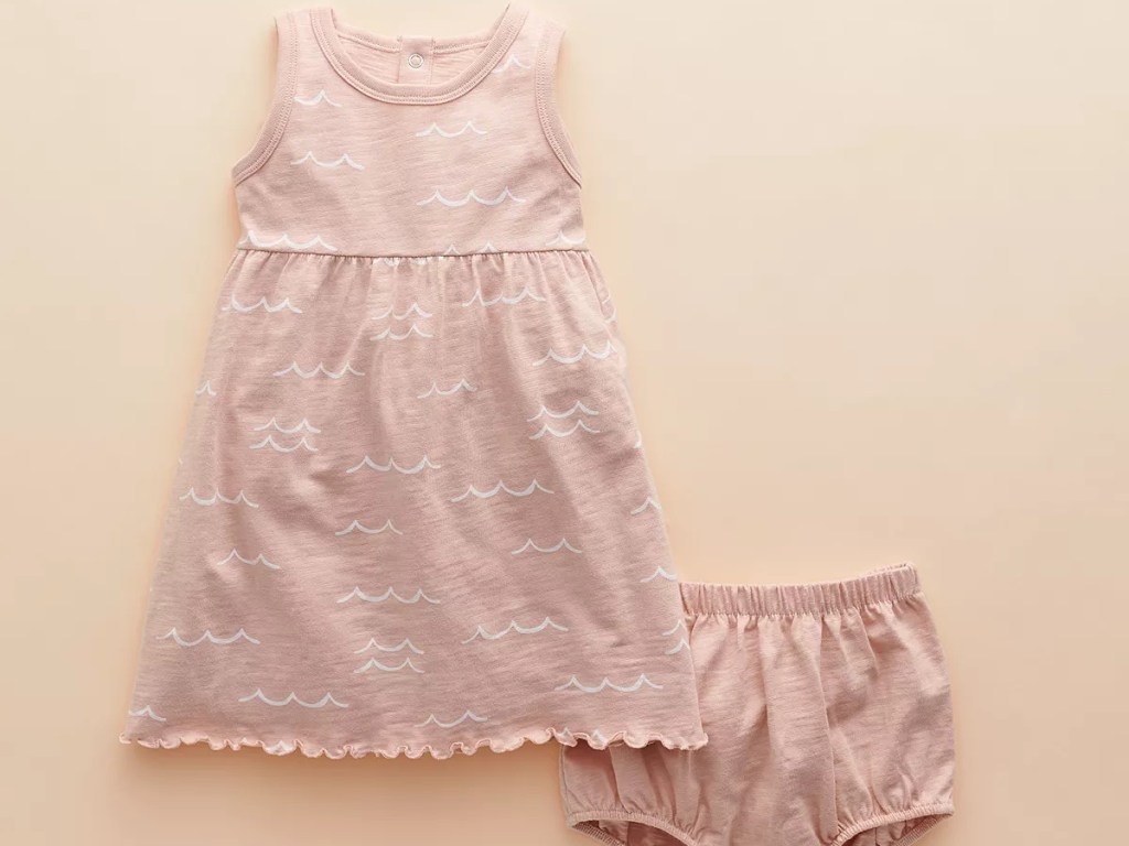 baby girls pink and white print dress