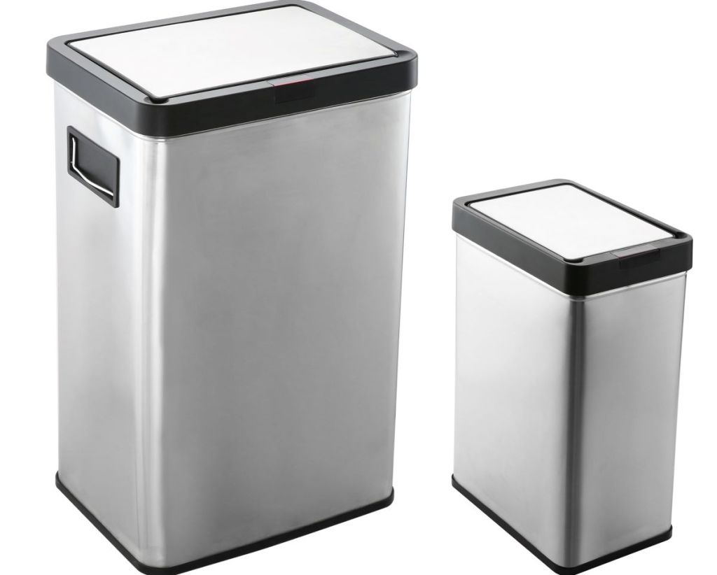 two trash cans