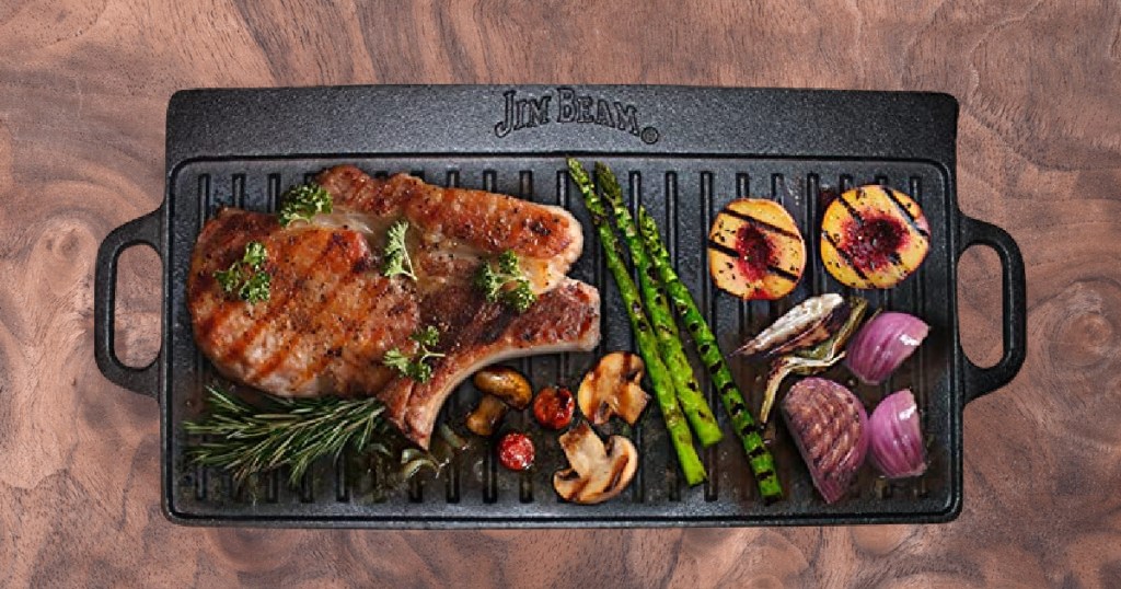 jim beam cast iron double sided skillet