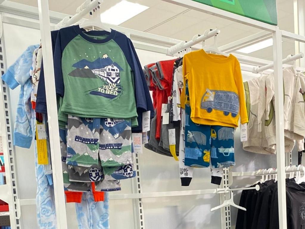 carter's toddler boys train and construction pajama sets