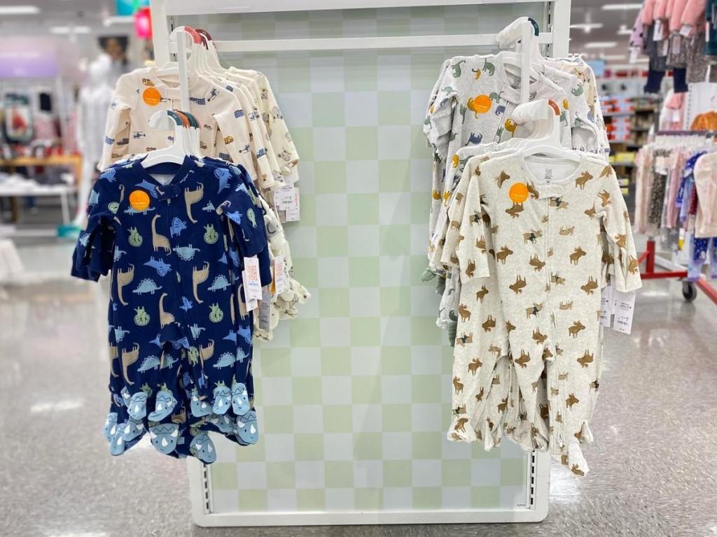 carter's baby boys dino and moose footed pajamas in store