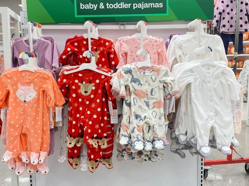 carter's baby girl footed pajamas in store