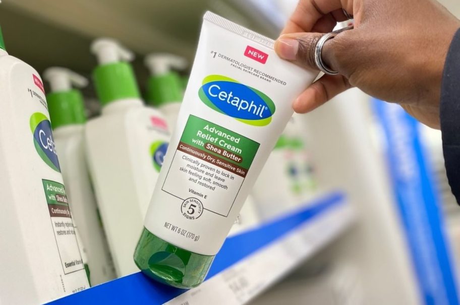 Cetaphil Advanced Relief Cream tube in hand in store