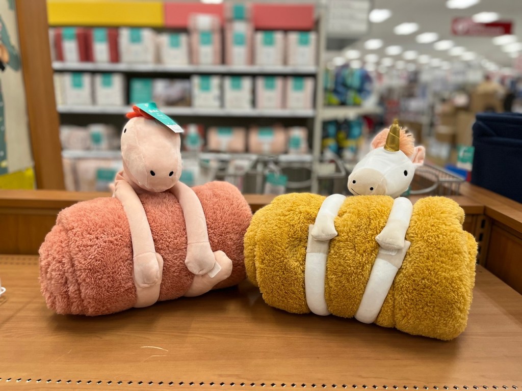 Character Blanket Pillows on Target shelf