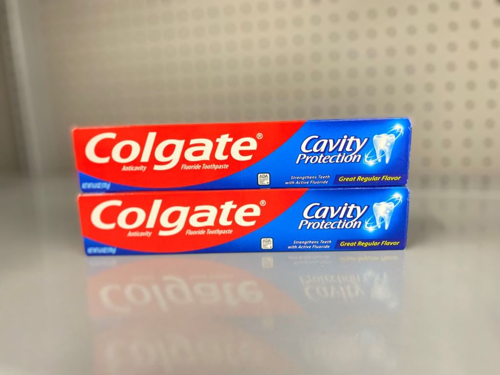 two tubes of toothpaste