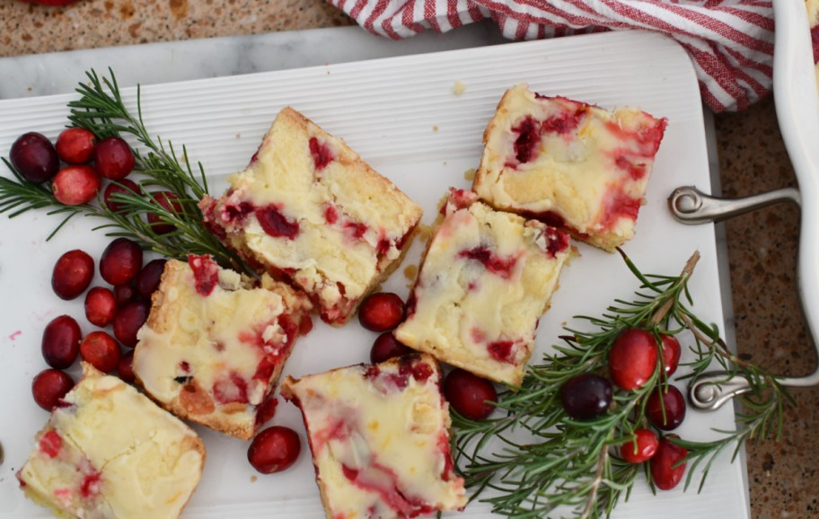 a plate of christmas cranberry cake desserts