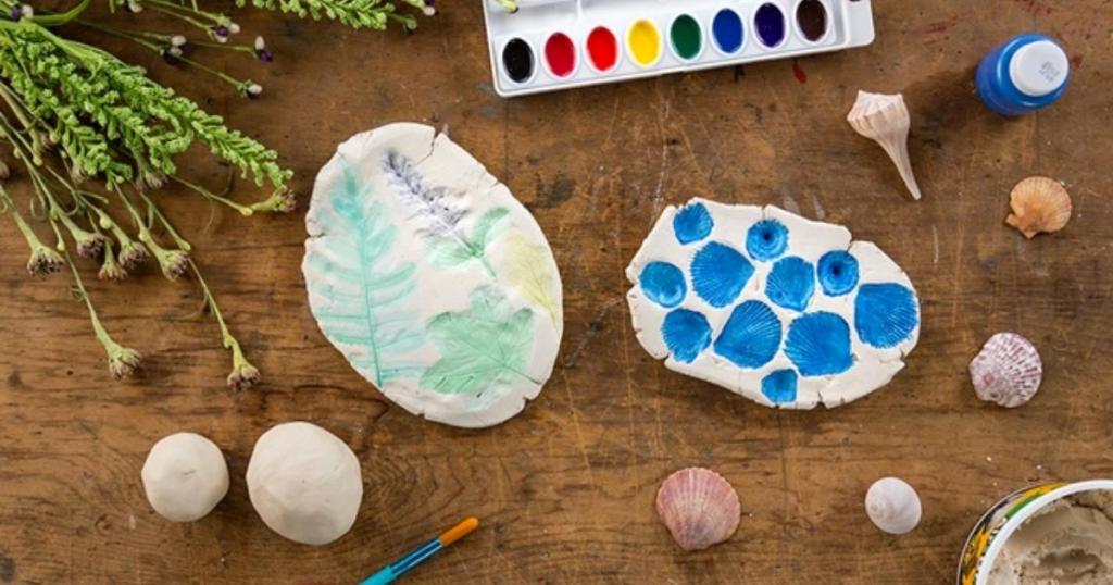crayola air dry clay creations with water color paints
