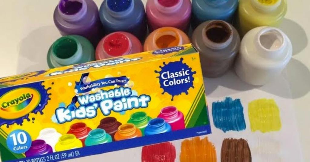 crayola washable kids' paint with box and paint bottles