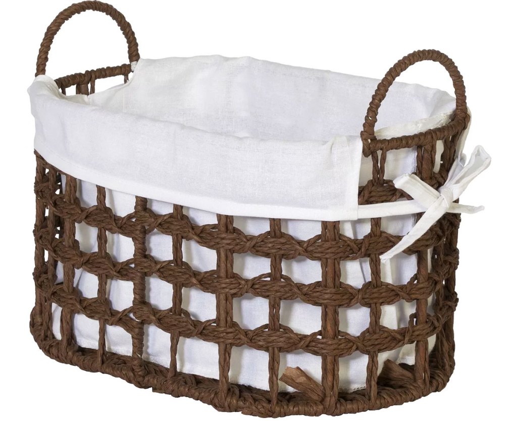 storage basket with fabric lining