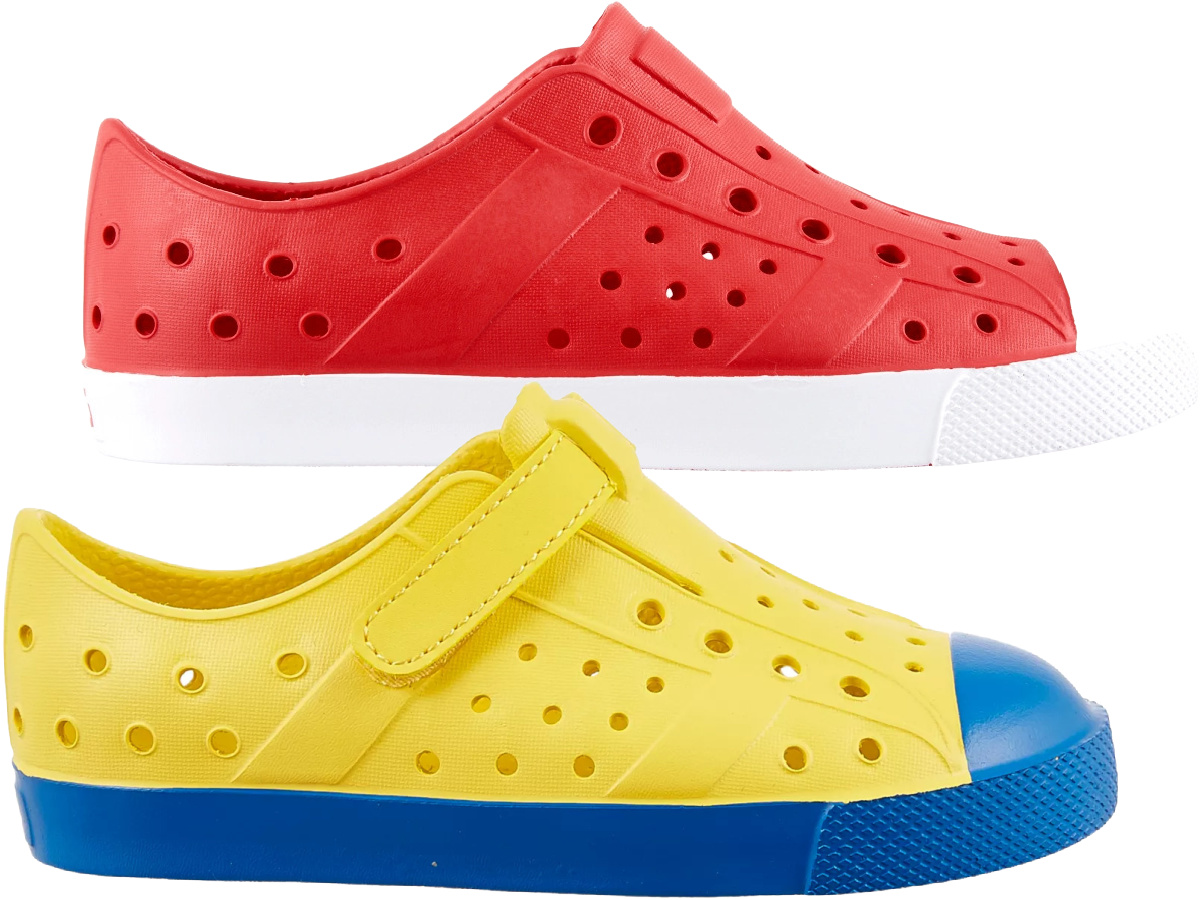 two pairs of kids shoes