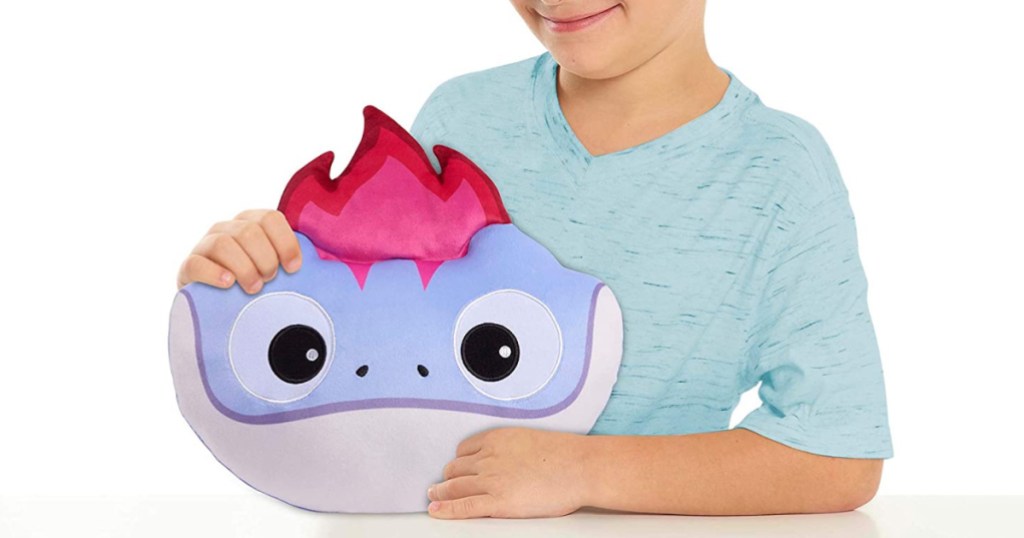 boy holding Frozen 2 character plush