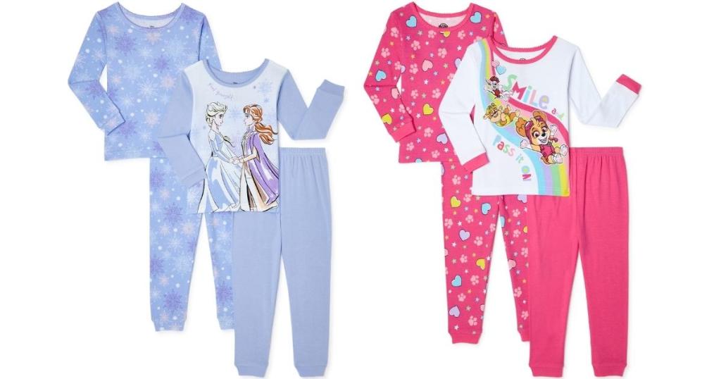 frozen 2 and paw patrol toddler girls 4 piece pajama set